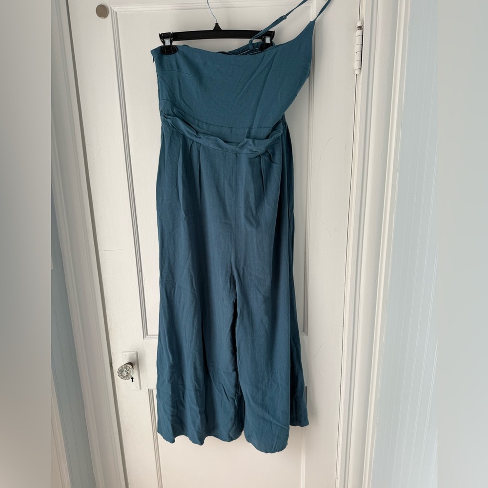 One Shoulder Teal Women's Jumpsuit